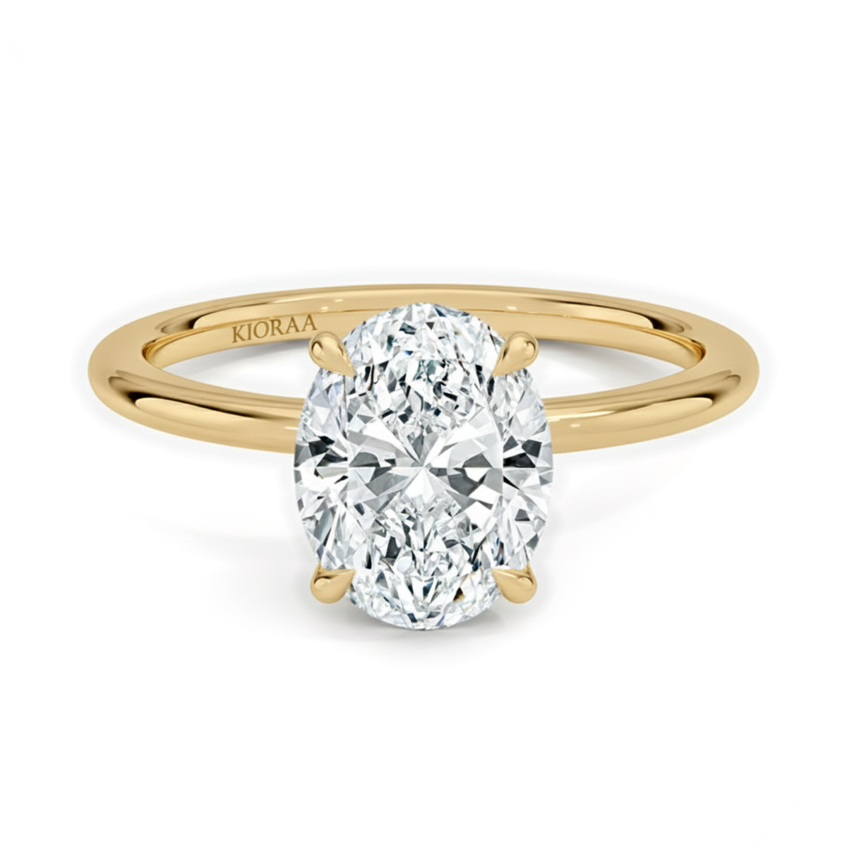 Classic Petal Oval Solitaire Engagement Ring