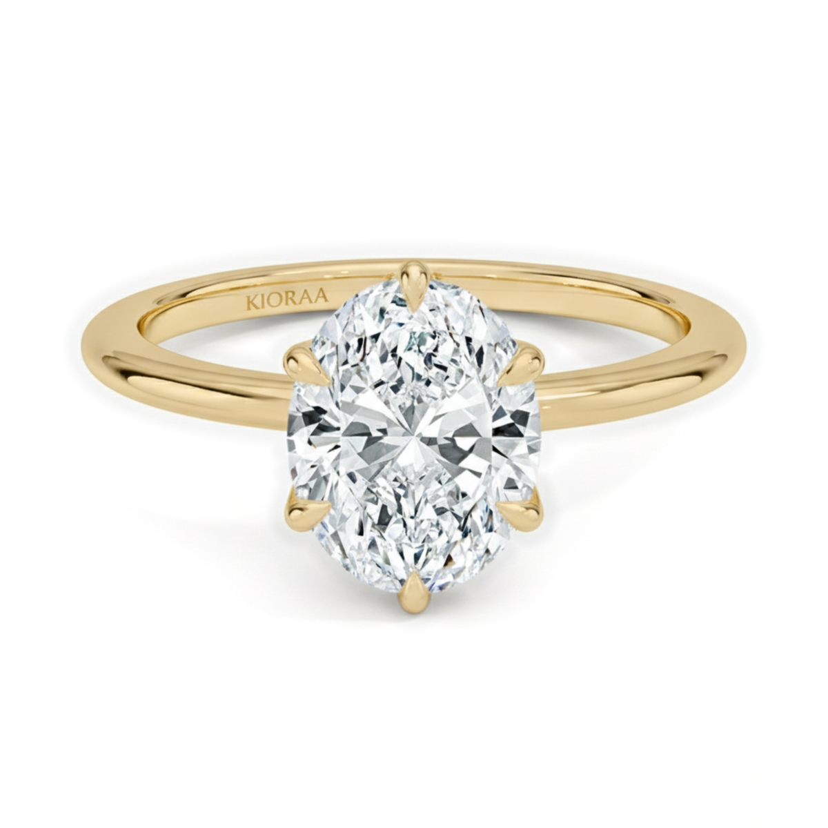 Classic Petal Oval Solitaire Six Prong Setting Engagement Ring