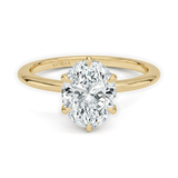 Classic Petal Oval Solitaire Six Prong Setting Engagement Ring, thumbnail 1
