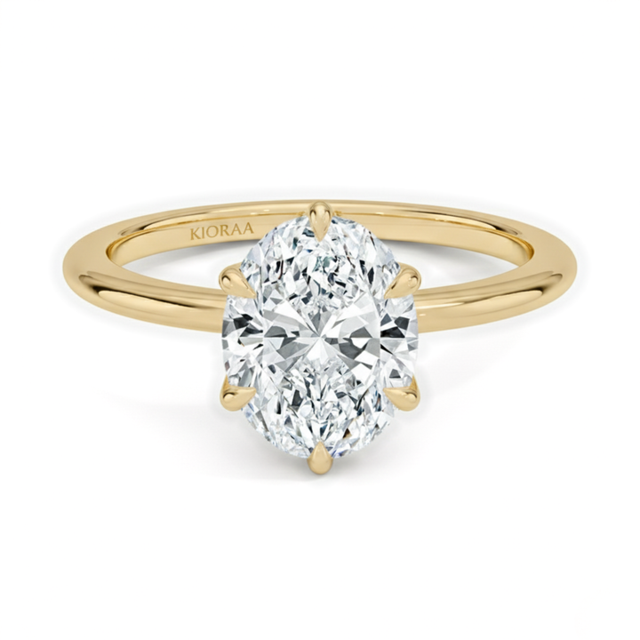 Classic Petal Oval Solitaire Six Prong Setting Engagement Ring