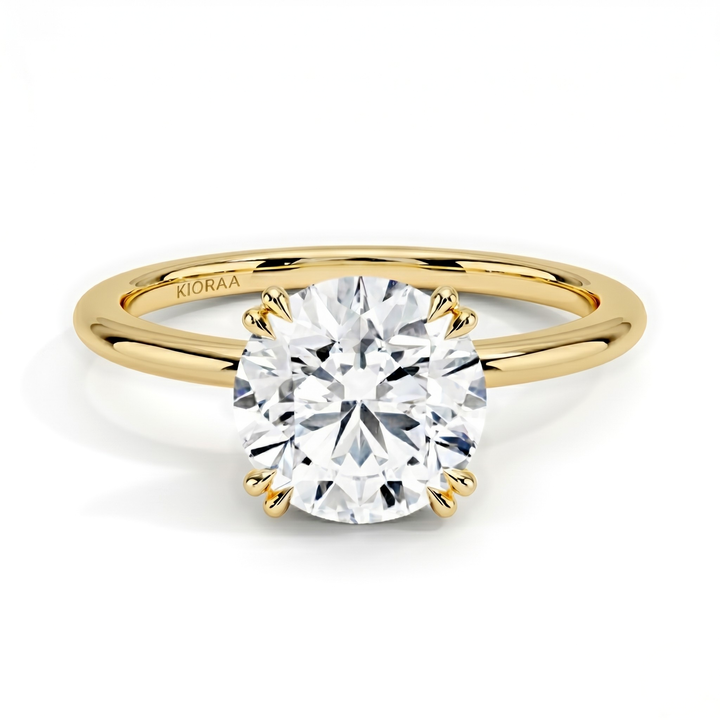 Classic Petal Round Solitaire  Engagement Ring Double Prong Setting