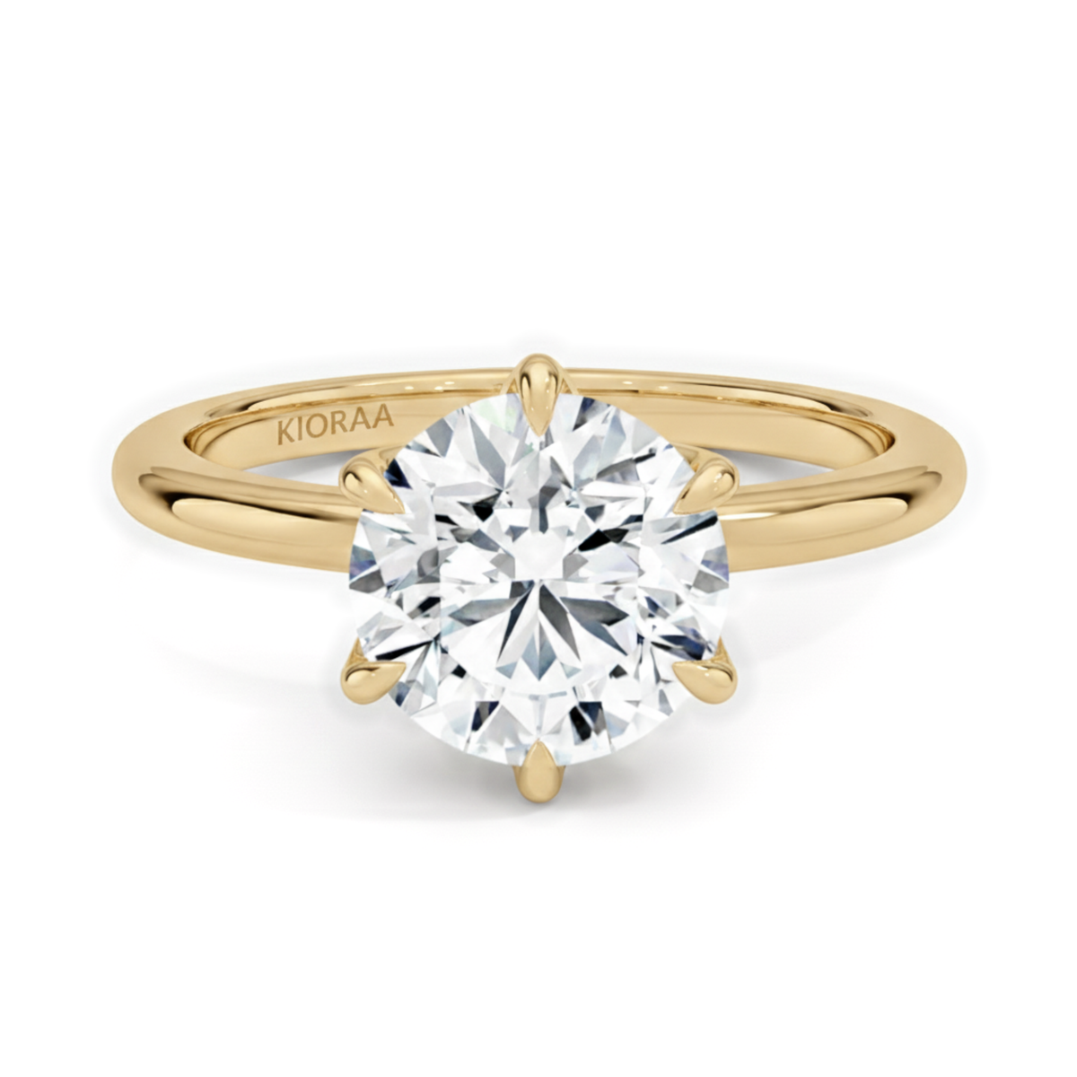 Classic Petal Round Solitaire Six Prong Setting Engagement Ring