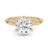 Classic Petal Round Solitaire Six Prong Setting Engagement Ring, thumbnail 1