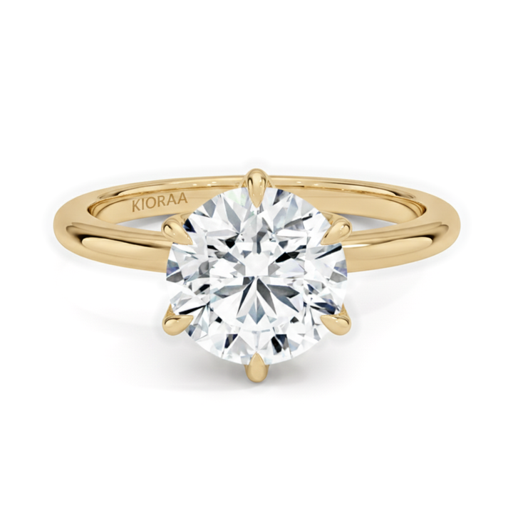Classic Petal Round Solitaire Six Prong Setting Engagement Ring