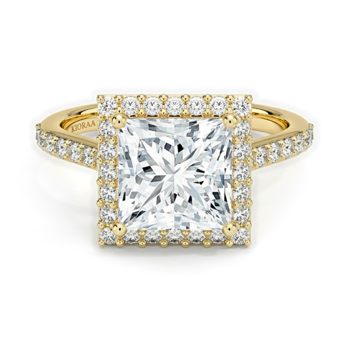 Classic Princess Diamond Halo Engagement Ring