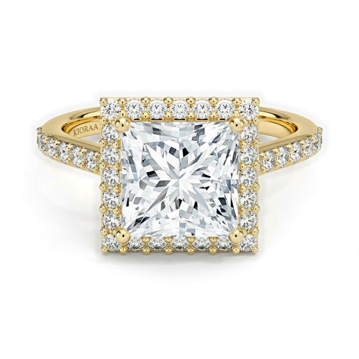 Classic Princess Diamond Halo Engagement Ring