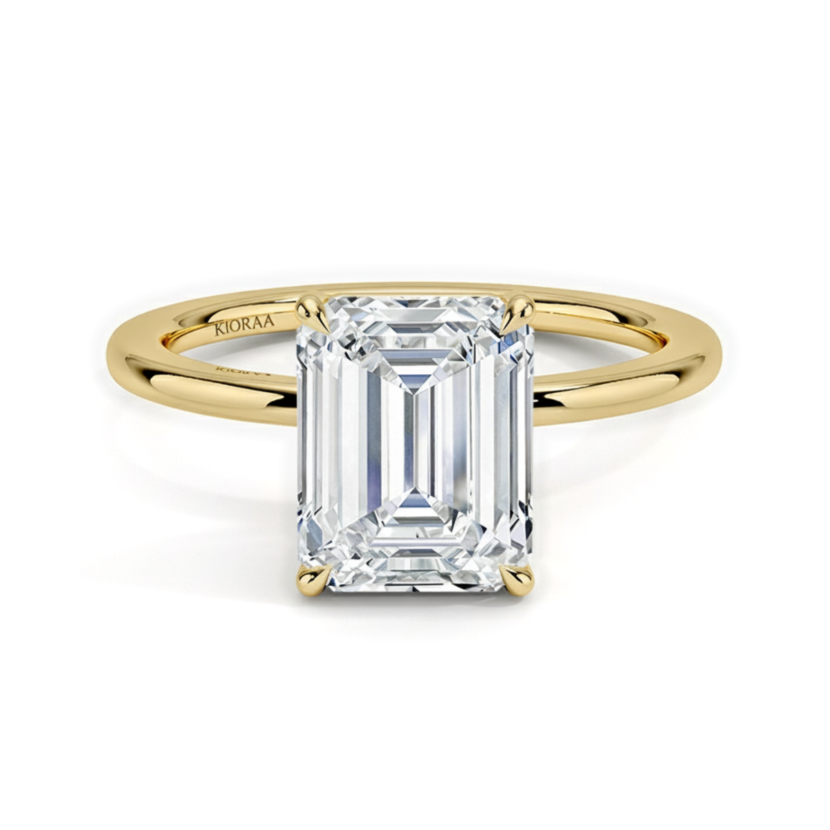Classic Simple Emerald  Solitaire Engagement Ring