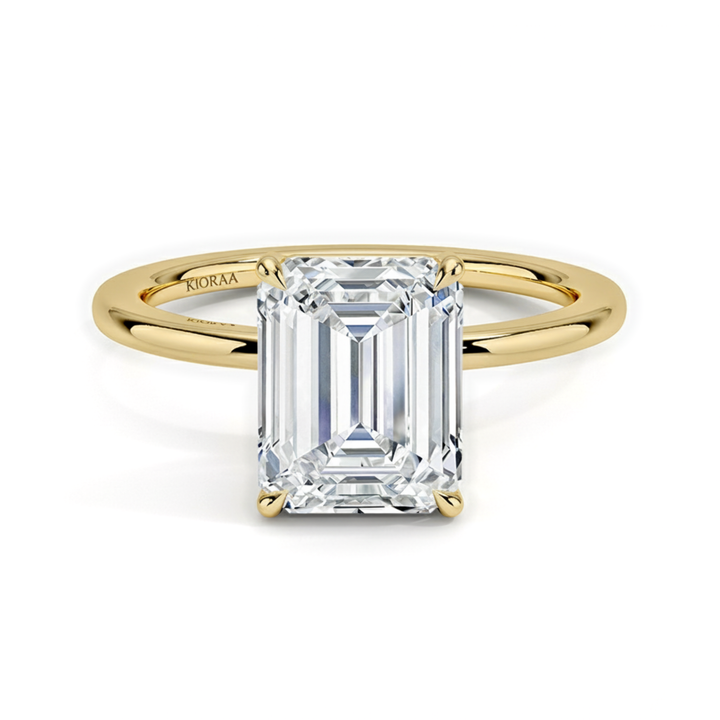 Classic Simple Emerald  Solitaire Engagement Ring