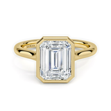 Classic Simple Emerald Bezel Solitaire Engagement Ring, thumbnail 1