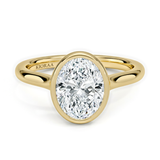 Classic Simple Oval Bezel Solitaire Engagement Ring, thumbnail 1