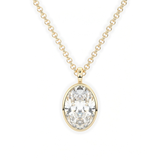 Classic Simple Oval Diamond Bezel Set Solitaire Necklace, thumbnail 1