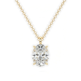 Classic Simple Oval Diamond Solitaire Necklace, thumbnail 1