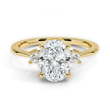 Classic Simple Oval Shape Three Stone Diamond Ring, thumbnail 1