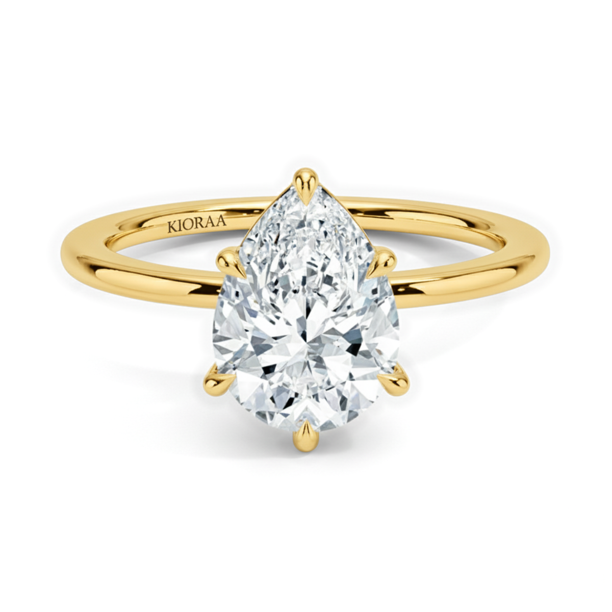 Classic Simple Pear  Solitaire Engagement Ring