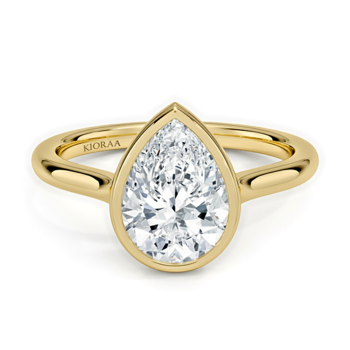 Classic Simple Pear Bezel Solitaire Engagement Ring