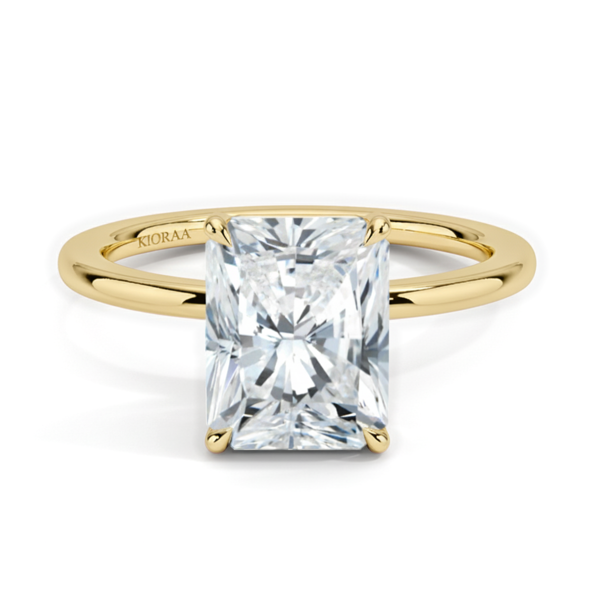Classic Simple Radiant  Solitaire Engagement Ring