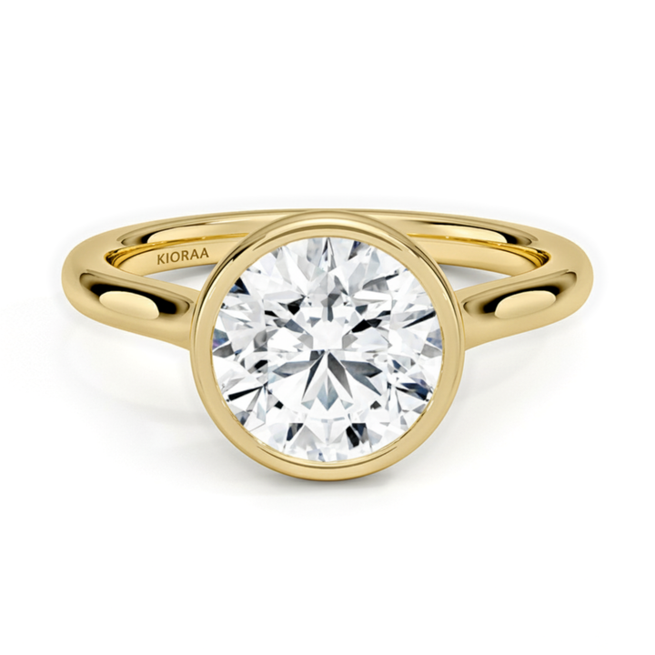 Classic Simple Round Bezel Solitaire Engagement Ring