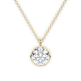 Classic Simple Round Diamond Bezel Set Solitaire Necklace, thumbnail 1