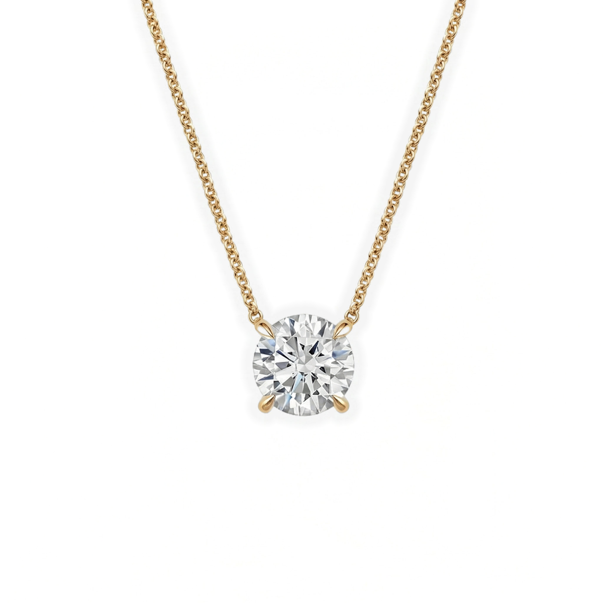 Classic Simple Round Diamond Solitaire Necklace