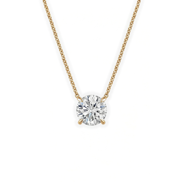 Classic Simple Round Diamond Solitaire Necklace