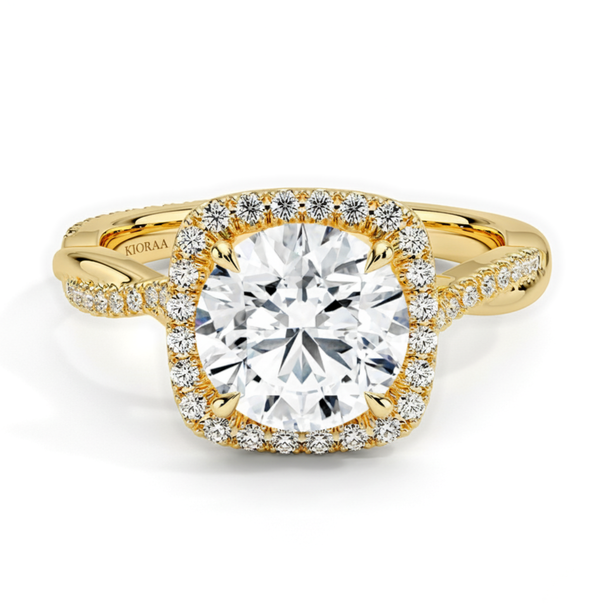 Classic Twist Round Diamond Halo Engagement Ring