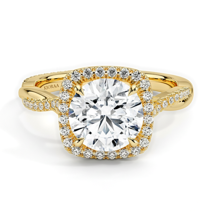 Classic Twist Round Diamond Halo Engagement Ring