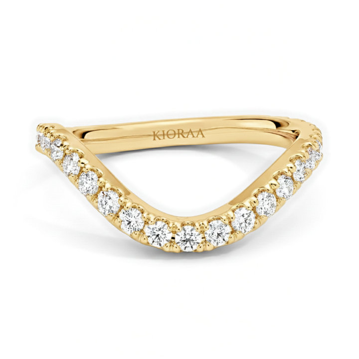 Curve Chevron Round Cut Wedding Band