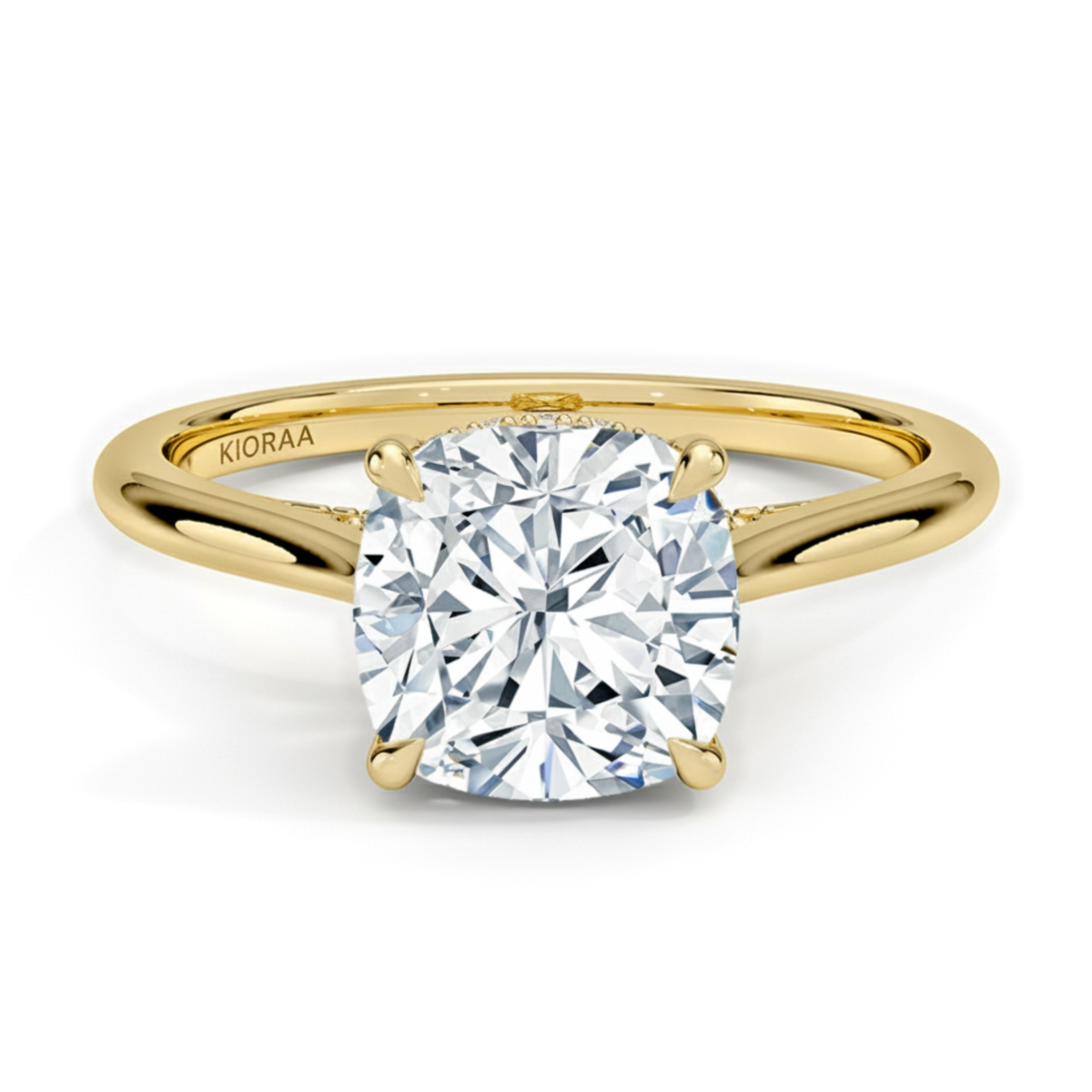 Cushion  Diamond Hidden Halo Solitaire Engagement Ring