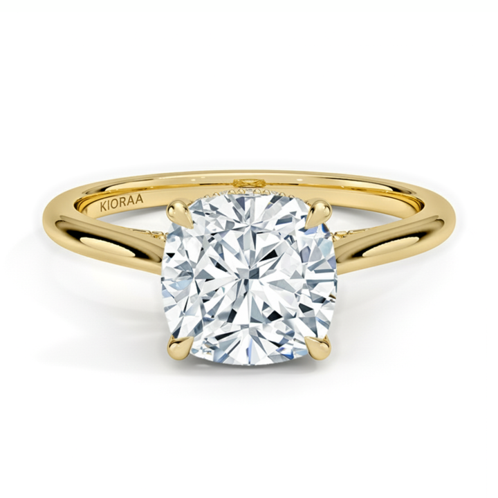 Cushion  Diamond Hidden Halo Solitaire Engagement Ring
