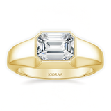 Emerald Cut Bezel Set Men's Engagement Ring, thumbnail 1