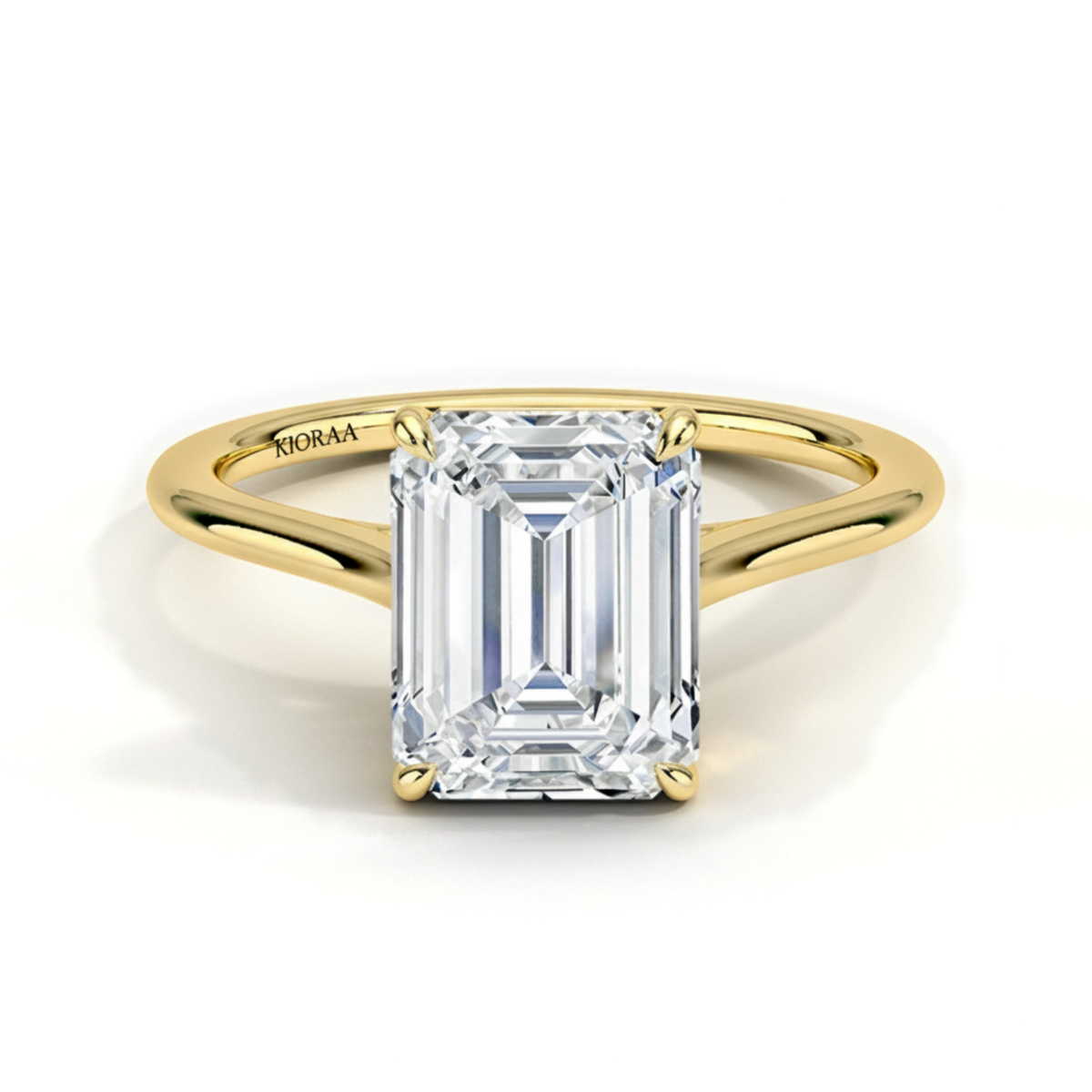 Emerald Diamond Solitaire Engagement Ring