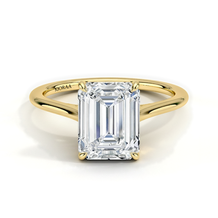 Emerald Diamond Solitaire Engagement Ring