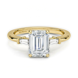 Emerald Shape Tapered Baguette Three Stone Engagement Ring, thumbnail 1