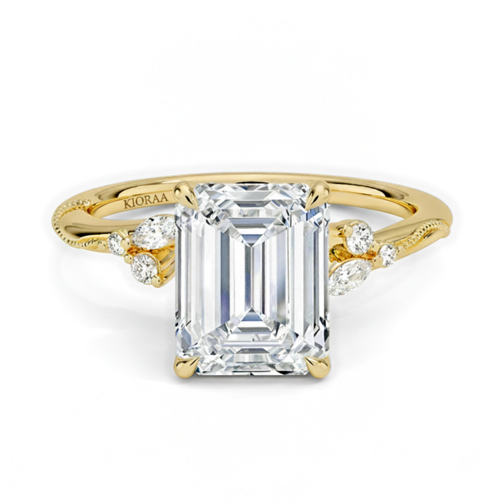 Emerald Shape Vintage  Engagement Ring