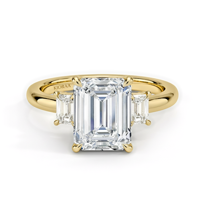 Emerald Three Stone Engagement Ring