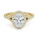 Half Coverage Oval Diamond Halo Engagement Ring, thumbnail 1