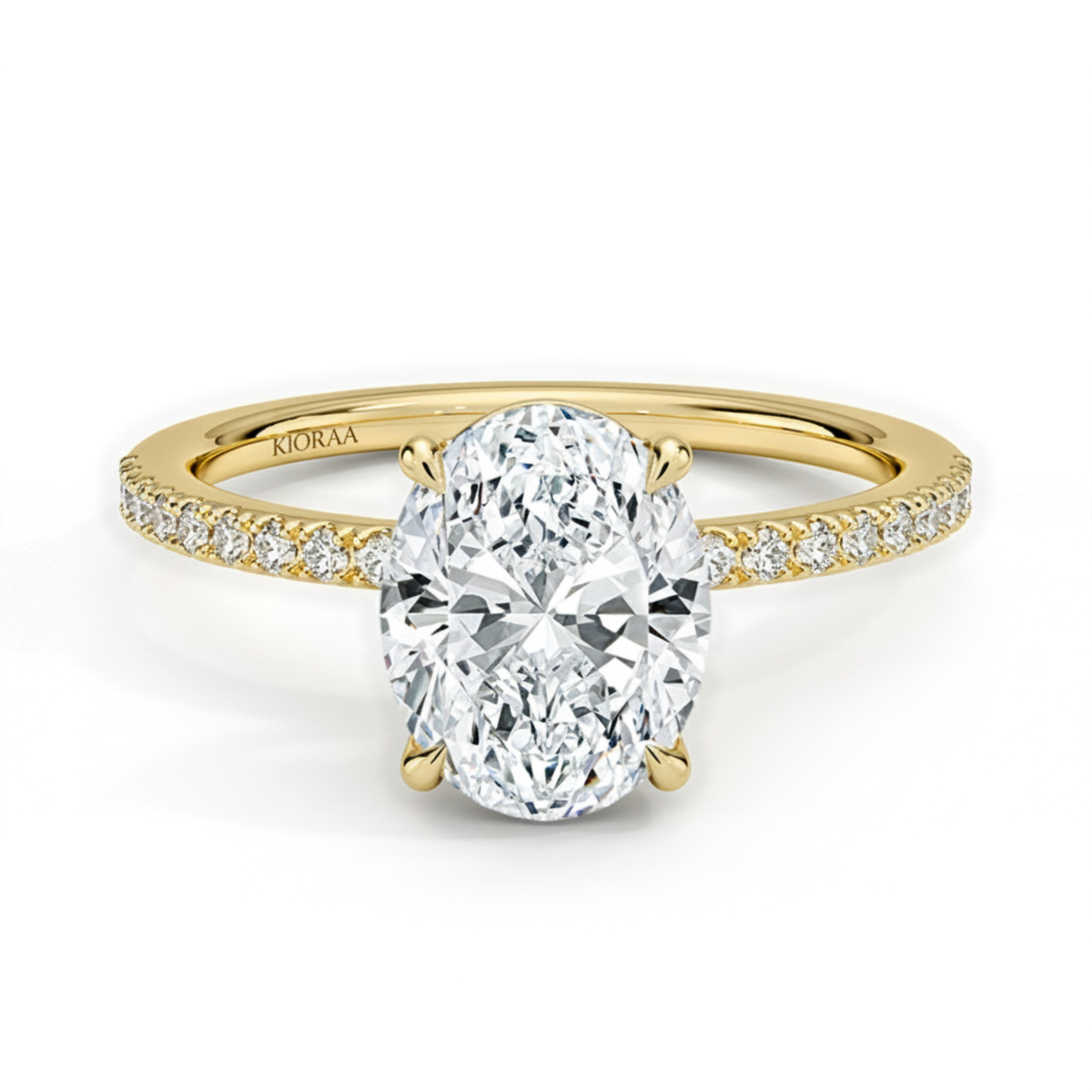 Half Coverage Oval Solitaire Engagement Ring
