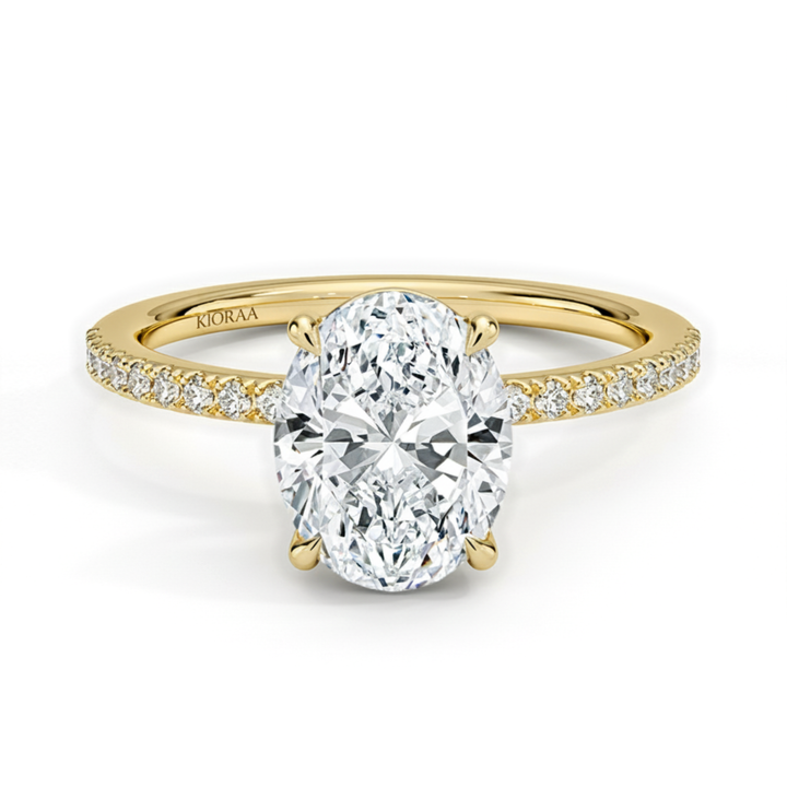 Half Coverage Oval Solitaire Engagement Ring