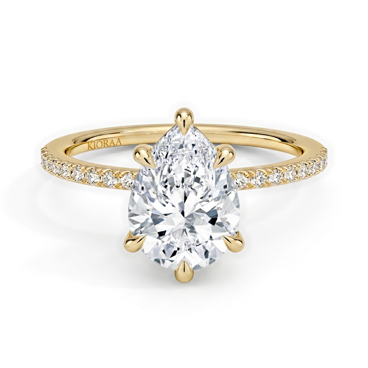 Half Coverage Pear Solitaire Engagement Ring