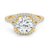 Half Coverage Round Diamond Halo Engagement Ring, thumbnail 1