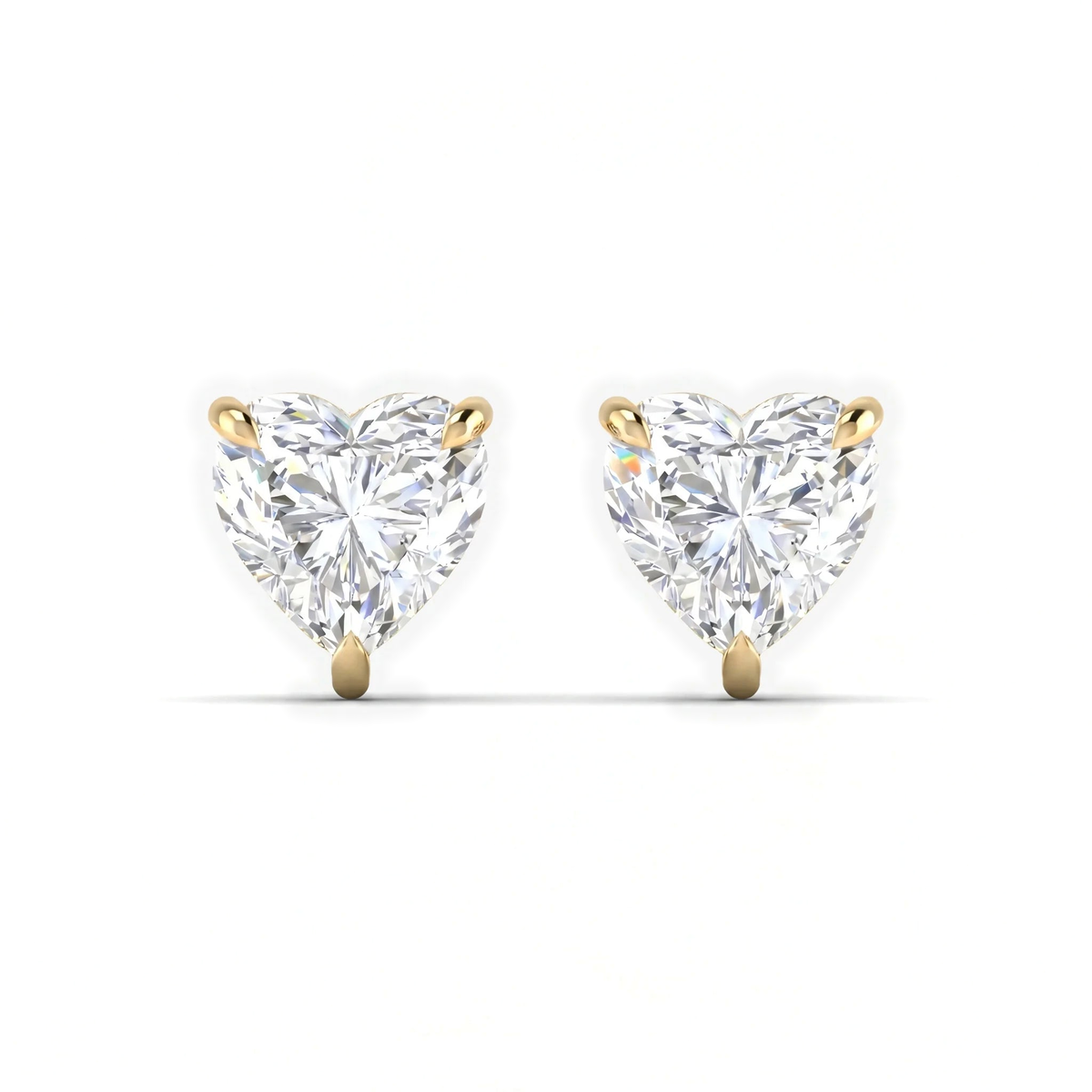 Heart shaped Three prong Lab Diamond Studs