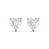 Heart shaped Three prong Lab Diamond Studs, thumbnail 1