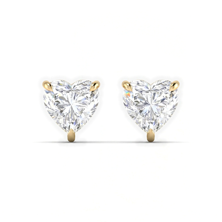 Heart shaped Three prong Lab Diamond Studs