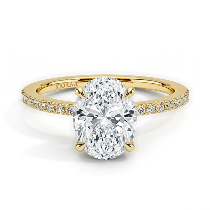 Hidden Halo Oval Lab Grown Diamond Ring