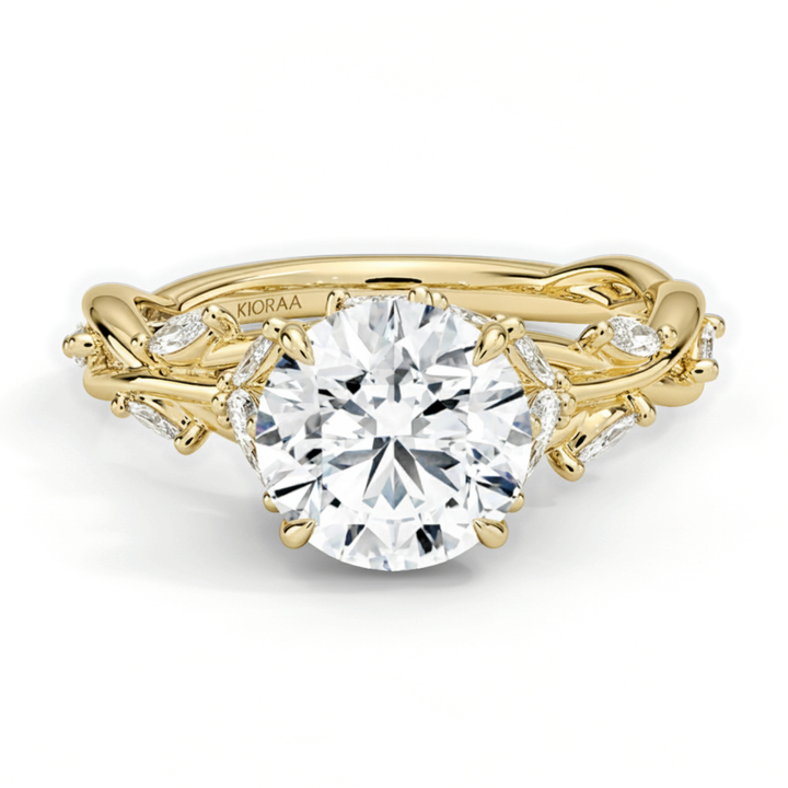 Nature Inspired Round Engagement Ring
