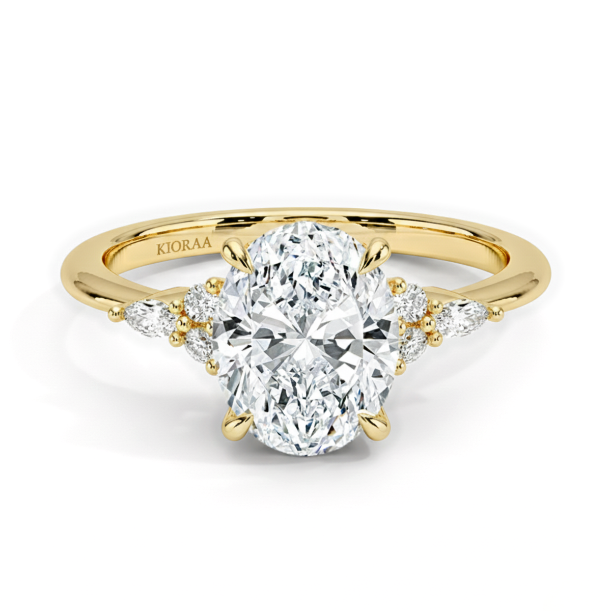 Oval and Marquise Trio Diamond Engagement Ring