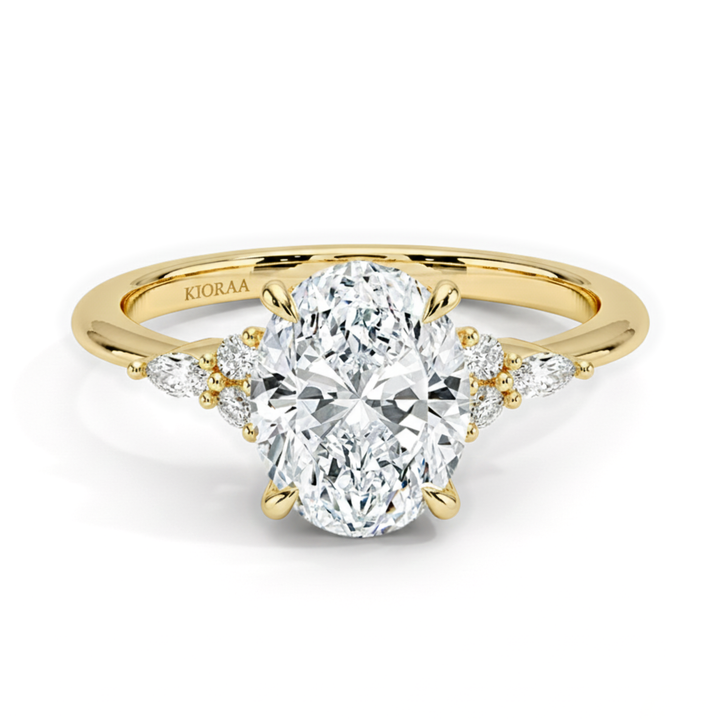 Oval and Marquise Trio Diamond Engagement Ring