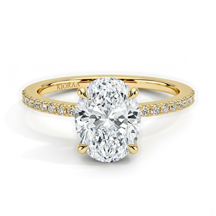 Oval Cut Hidden Halo Solitaire Engagement Ring