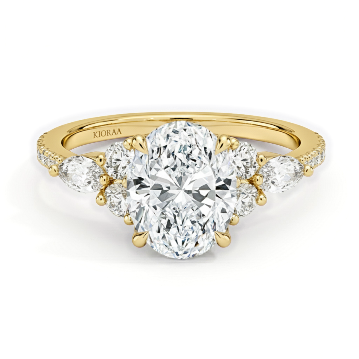 Oval Diamond Pave Setting Engagement Ring
