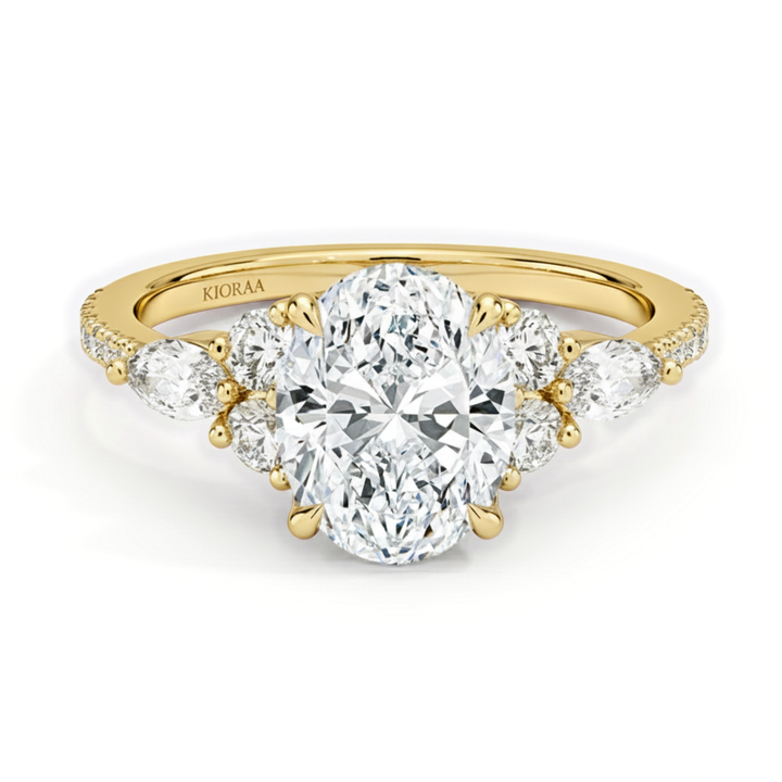 Oval Diamond Pave Setting Engagement Ring